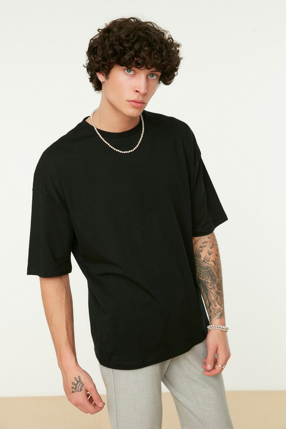 Black Oversize Printed T-Shirt, , large image number 2