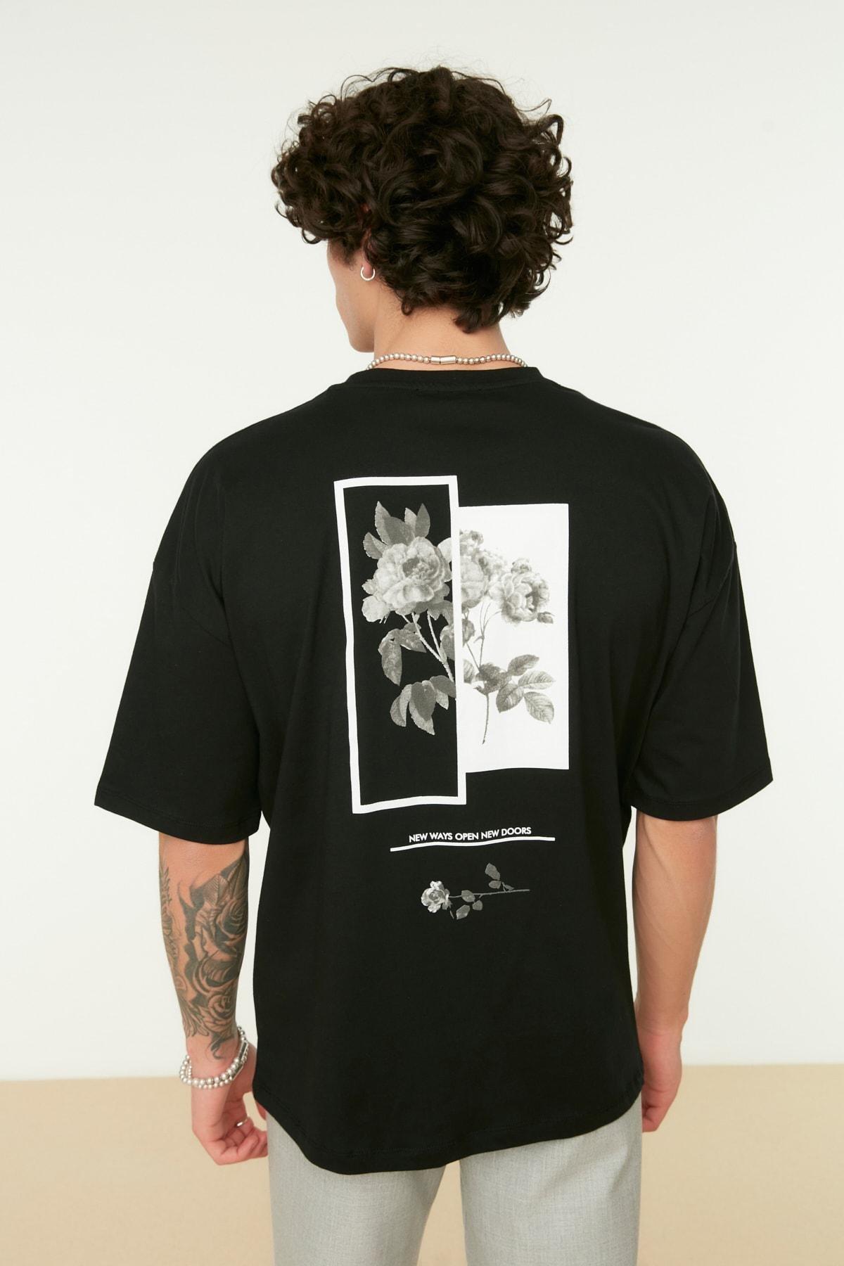Black Oversize Printed T-Shirt, , large image number 3