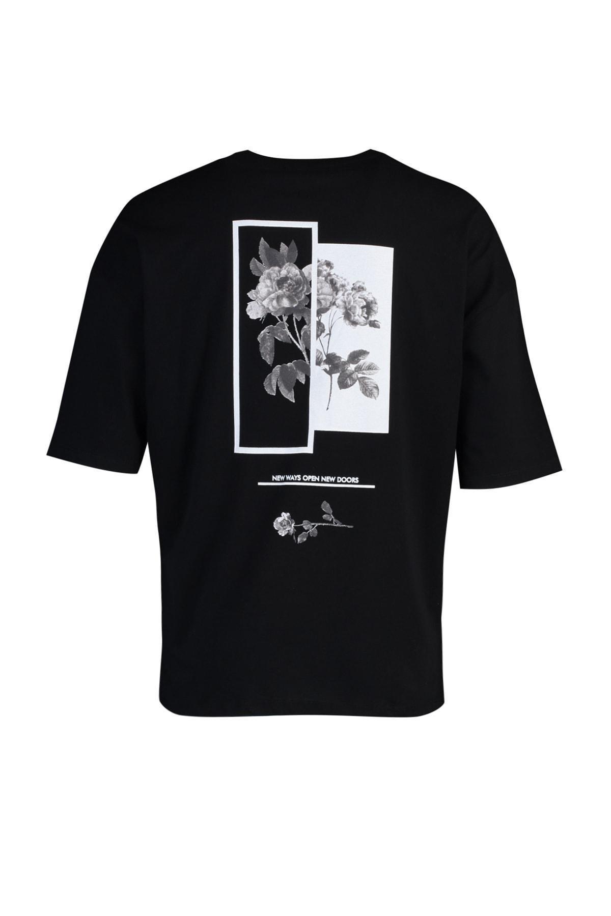 Black Oversize Printed T-Shirt, , large image number 5