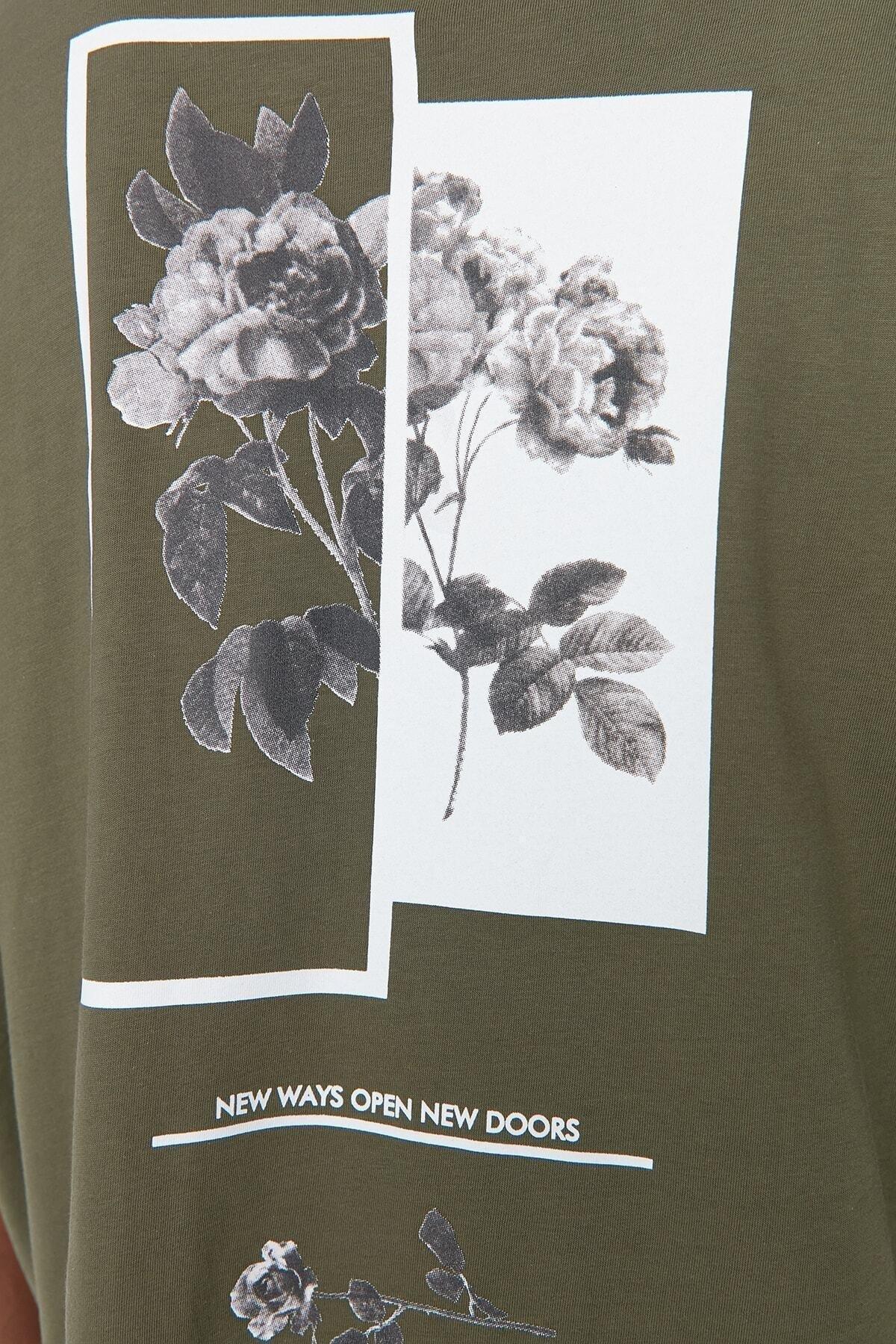 Khaki Oversize Printed T-Shirt, , large image number 2