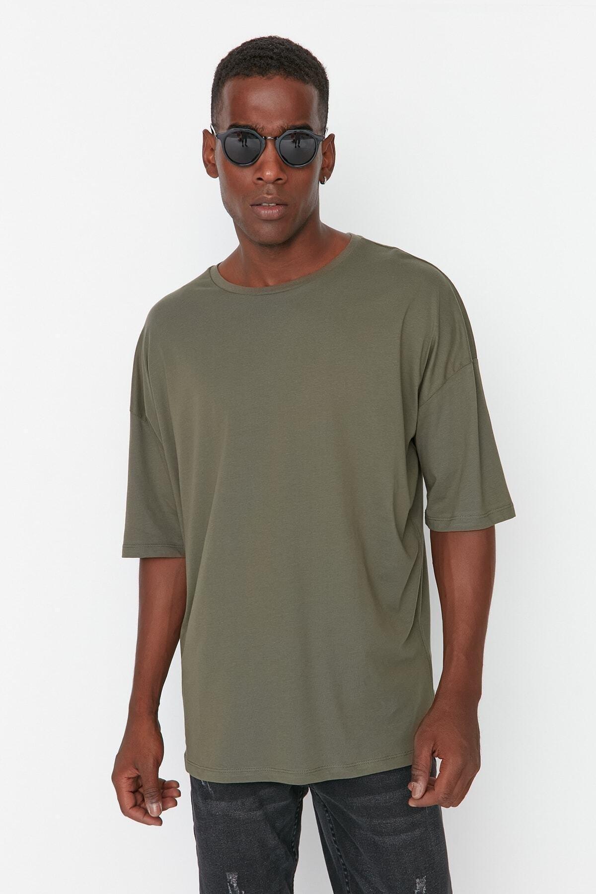 تيشيرت بقصة فضفاضة بطبعة، كاكي, Khaki, large image number 3