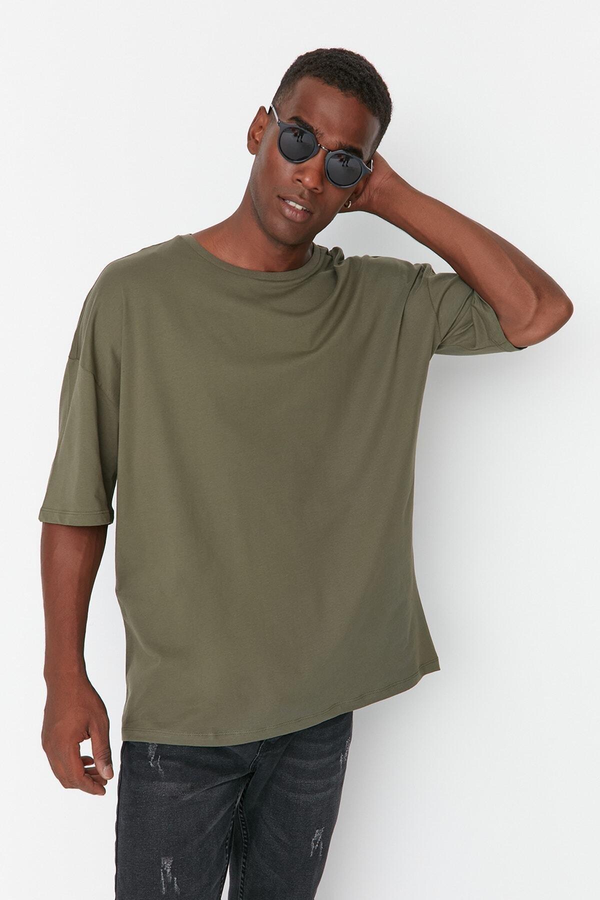 تيشيرت بقصة فضفاضة بطبعة، كاكي, Khaki, large image number 4