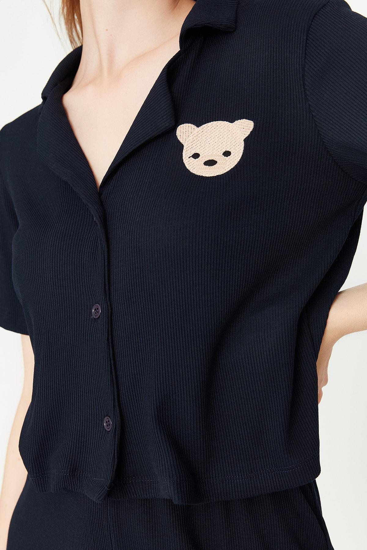 Navy Button Down Pajama Set, , large image number 2