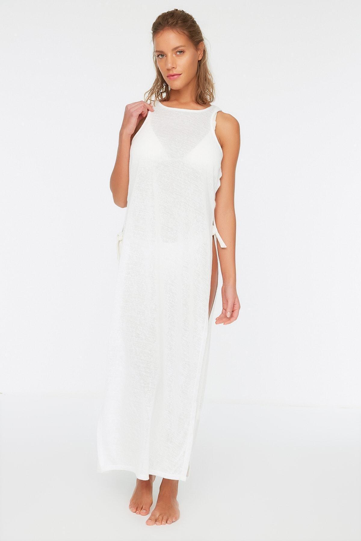 White Bodycon V Neck Dress, , large image number 0