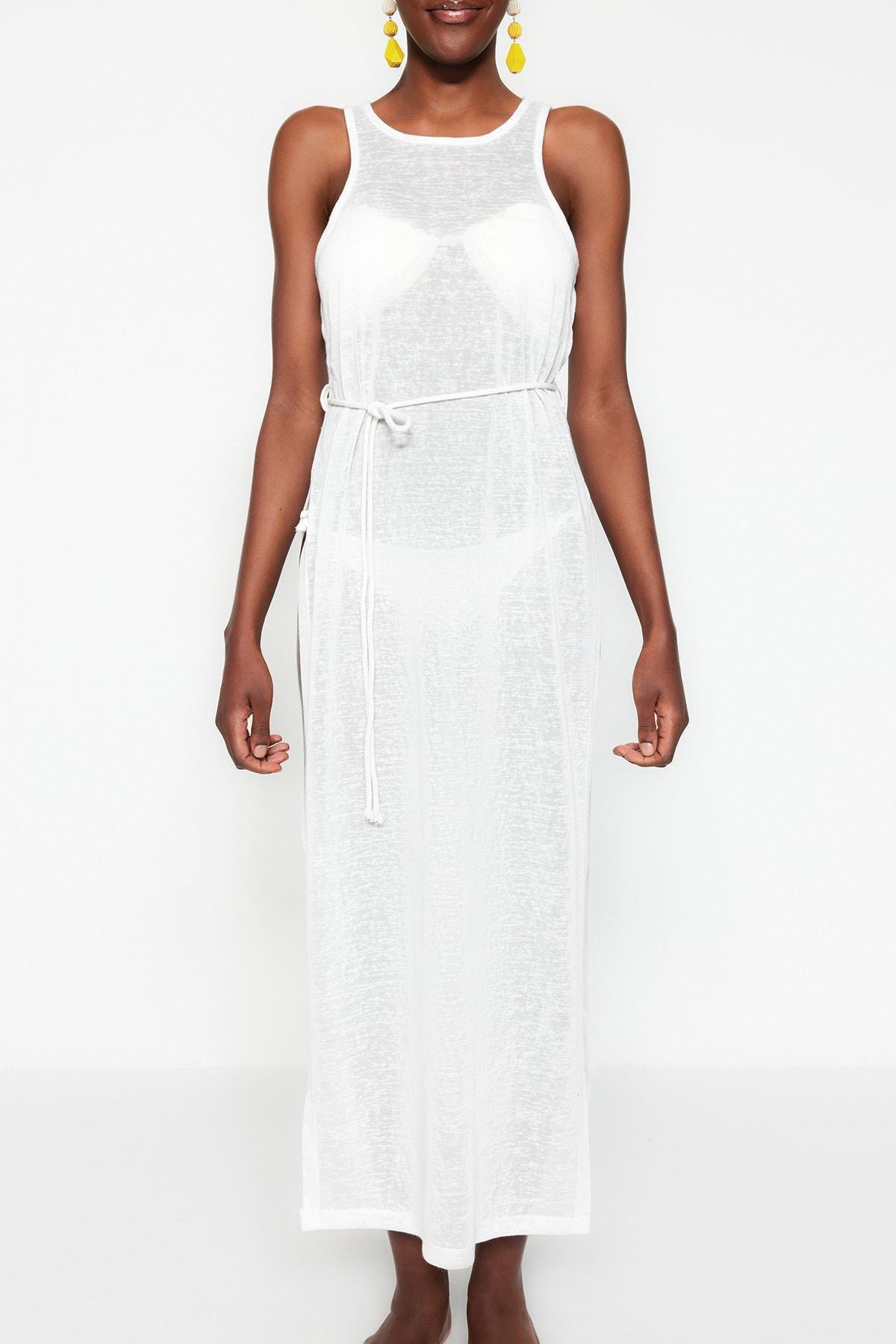 White Bodycon V Neck Dress, , large image number 5