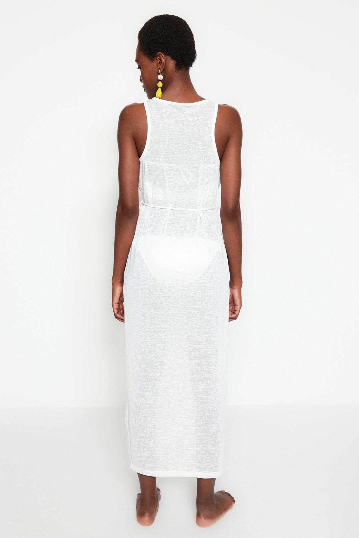 White Bodycon V Neck Dress, , large image number 7