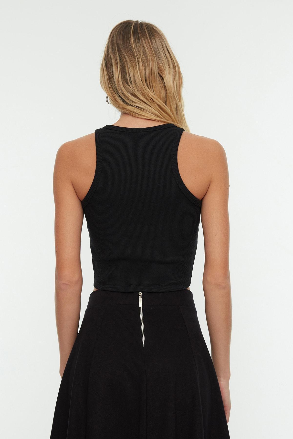 Black Fitted Halter Neck Camisole, , large image number 4
