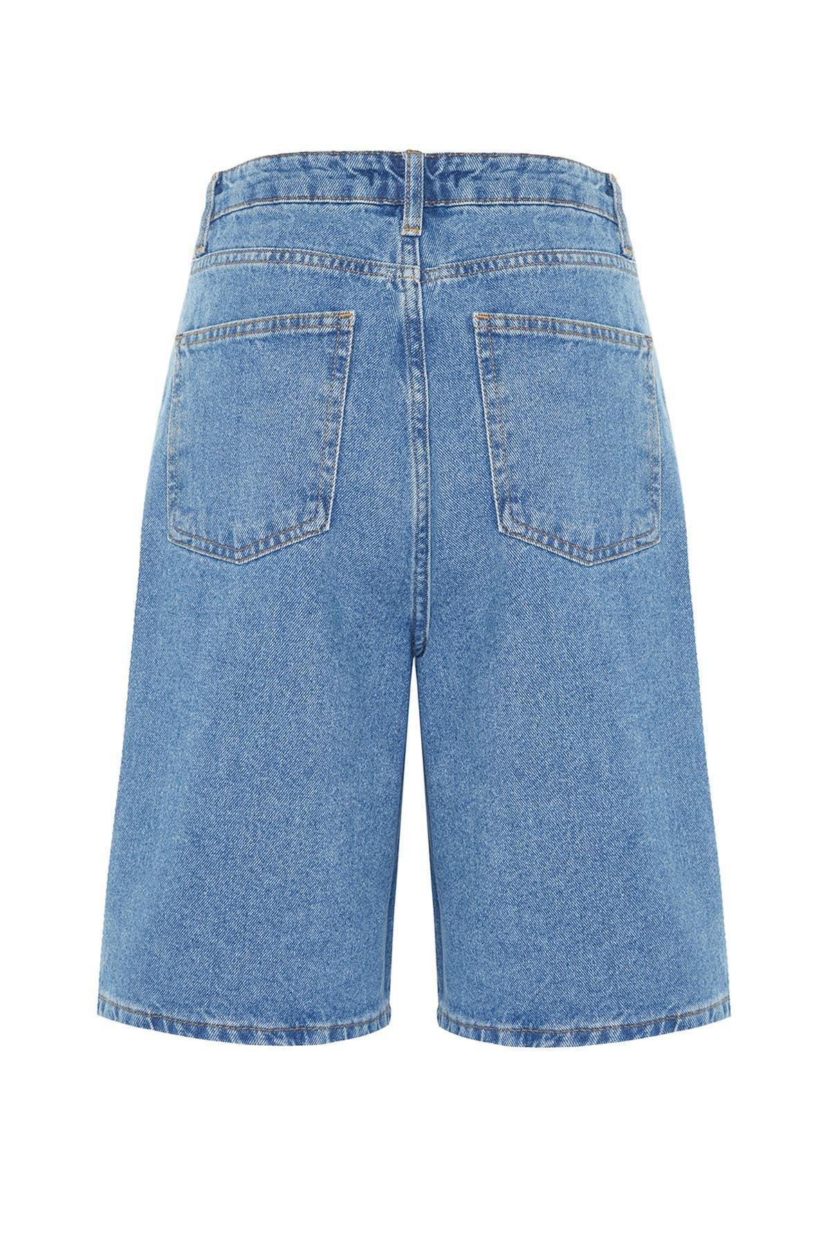 Blue High Waist Shorts, C101_7004, large image number 10