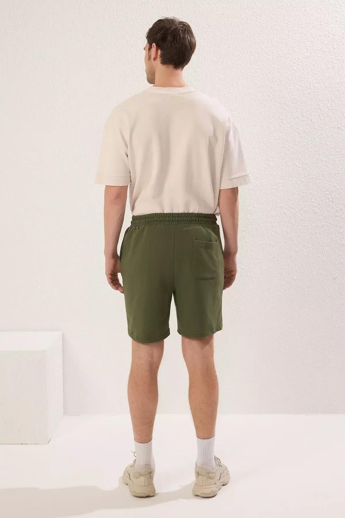 Navy Green Straight Shorts, Navy Blue-Khaki, large image number 9