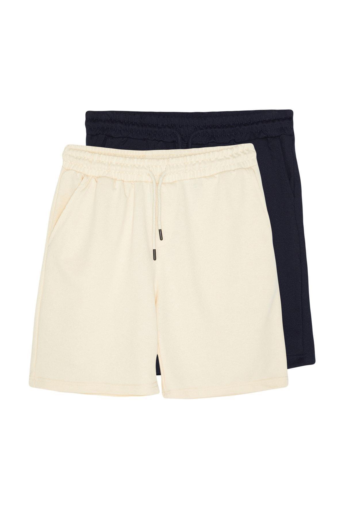 Grey Mid Waist Shorts, Set Of 2, , large image number 1