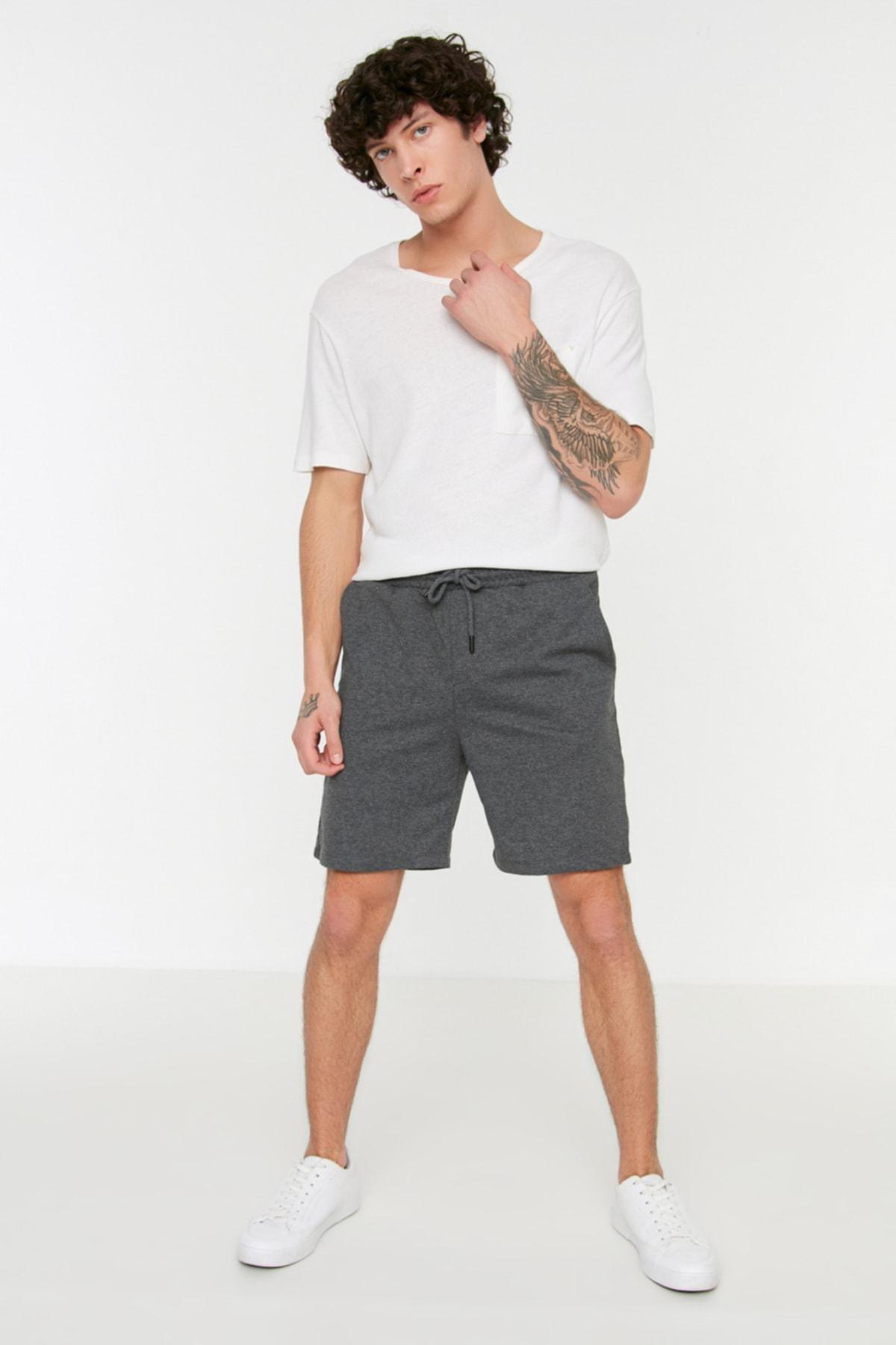 Grey Mid Waist Shorts, Set Of 2, Gray, large image number 4