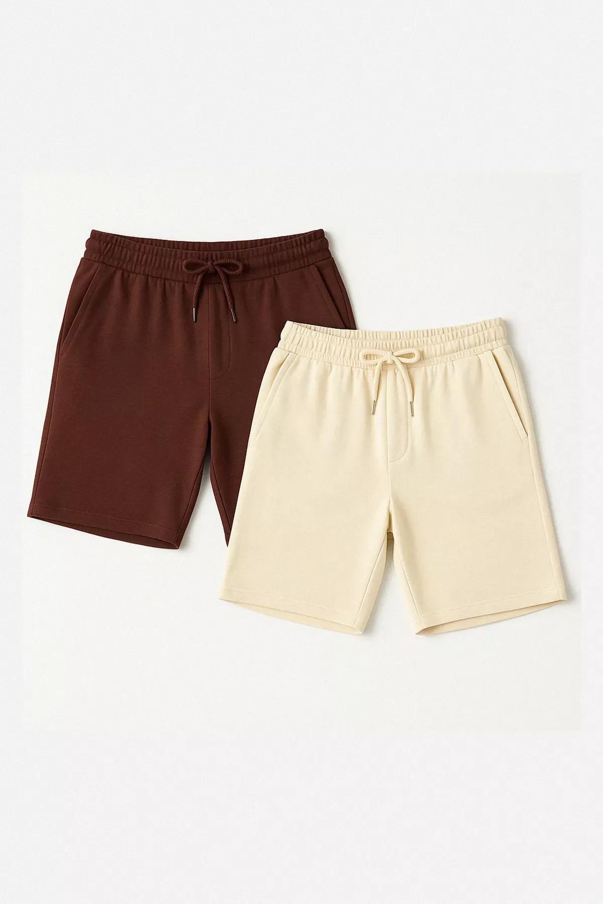Multicolour Mid Waist Shorts, Set Of 2, , large image number 1