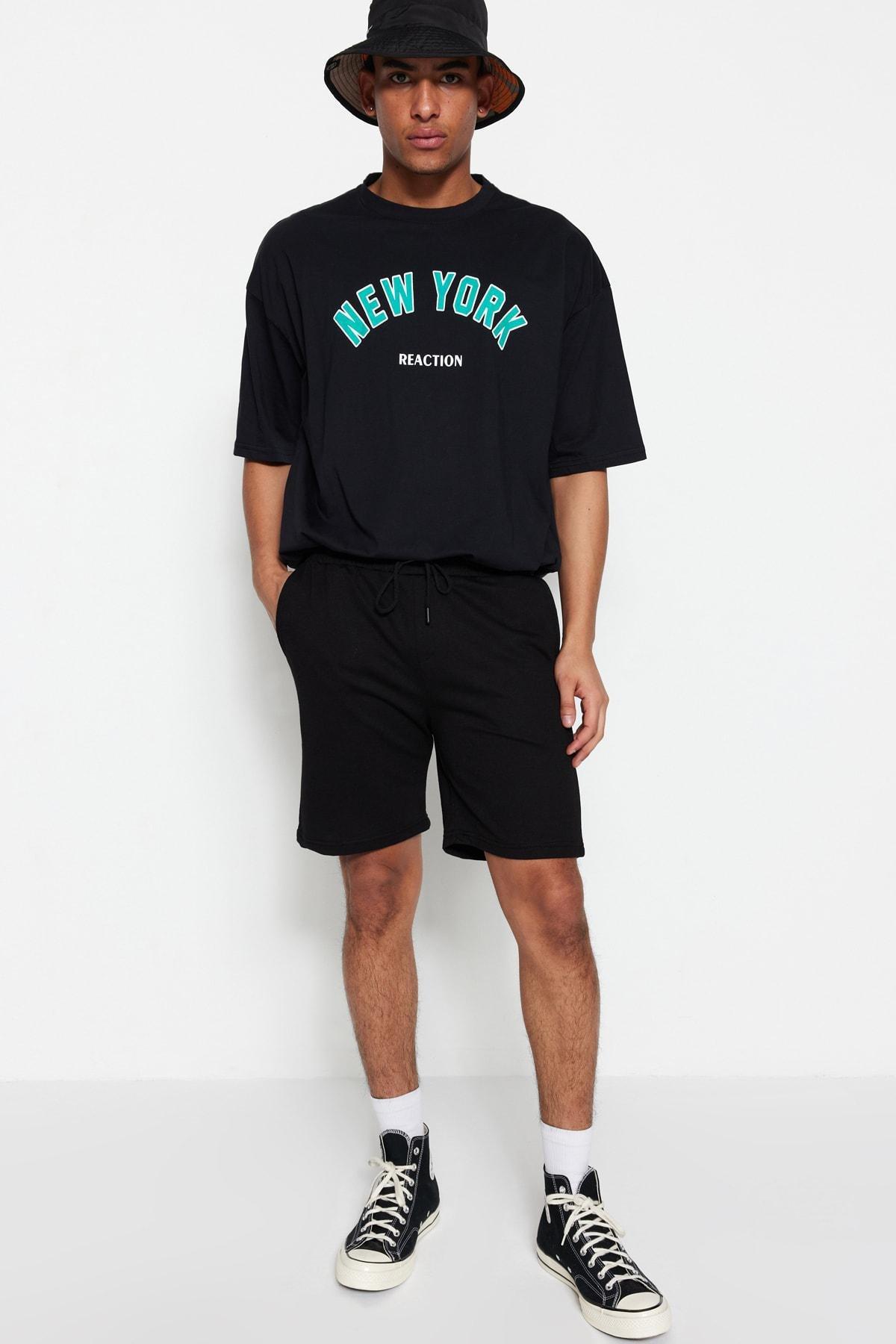Black Mid-Waist Shorts, Set Of 2, , large image number 4