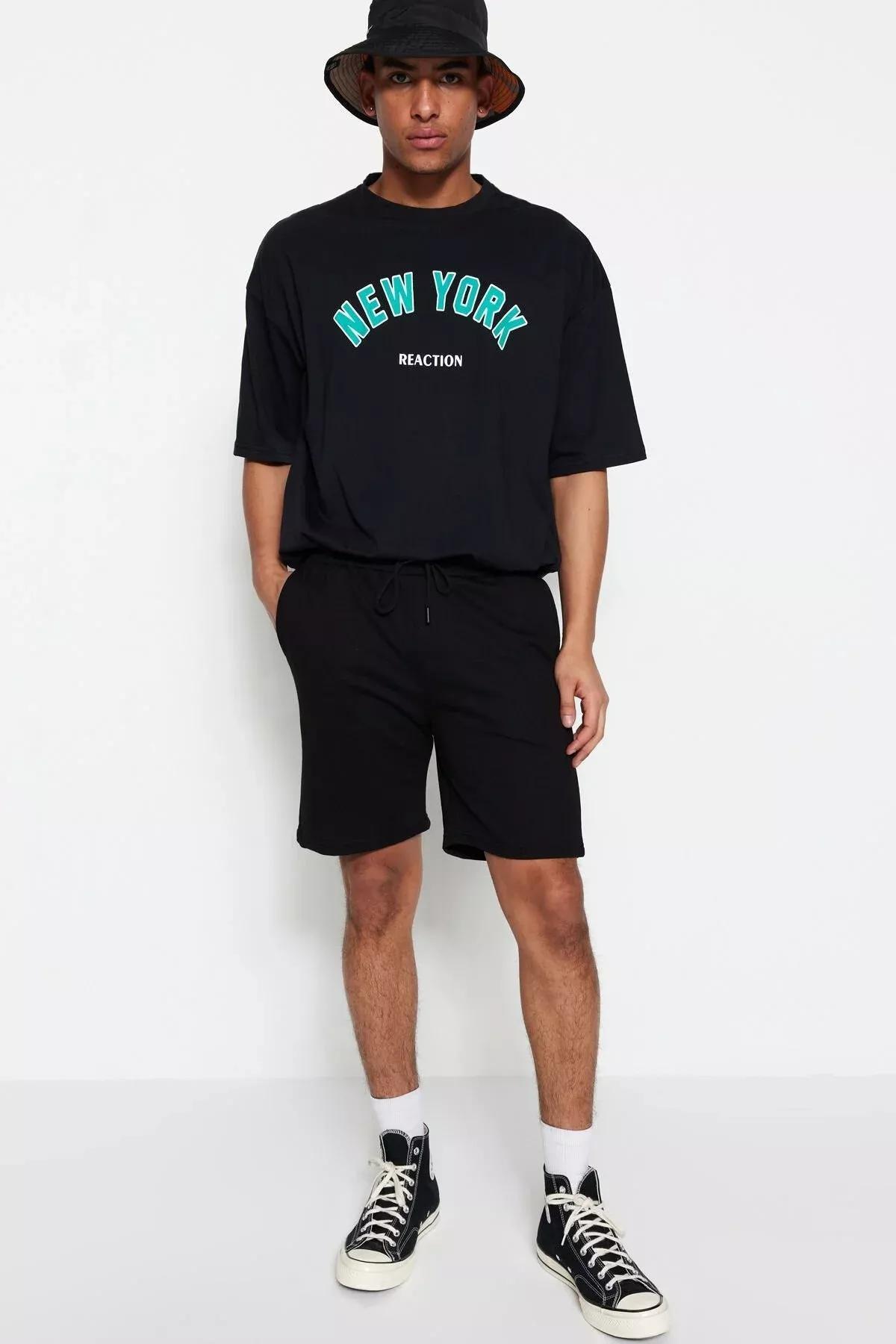 Black Mid-Waist Shorts, Set Of 2, Black, large image number 4
