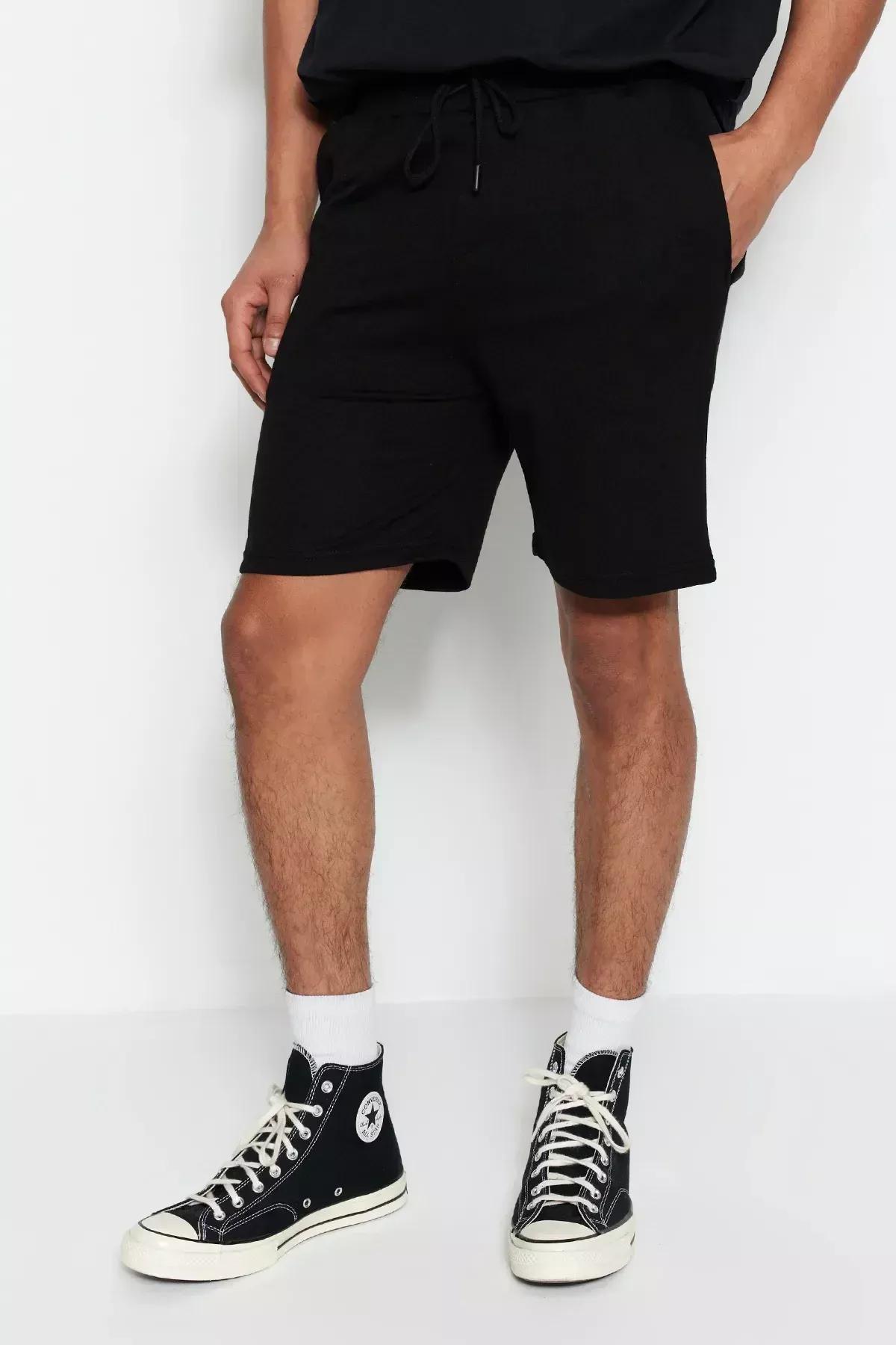Black Mid-Waist Shorts, Set Of 2, Black, large image number 5