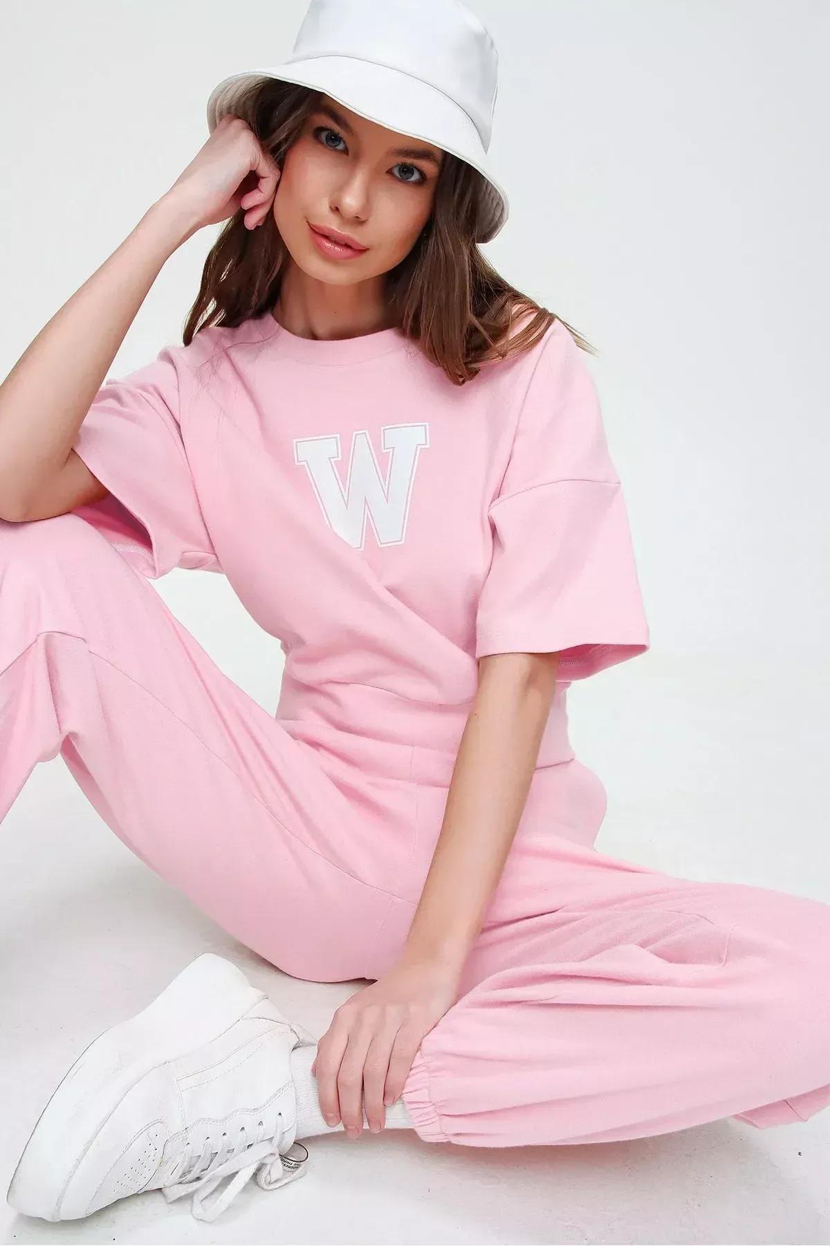 Pink Crew Neck Sweatsuit, Pink, large image number 2