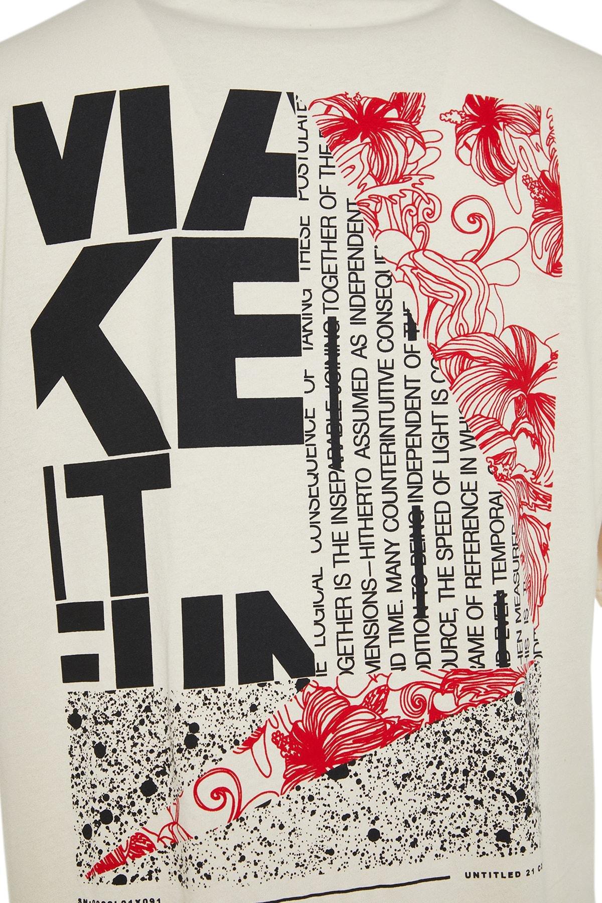 تيشيرت بقصة فضفاضة بطبعة، بيج, Beige, large image number 7