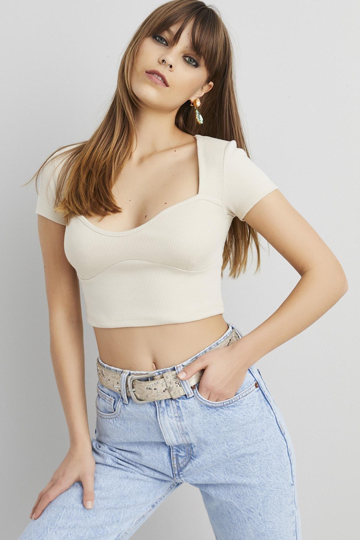 Beige Fitted Blouse, , large image number 0