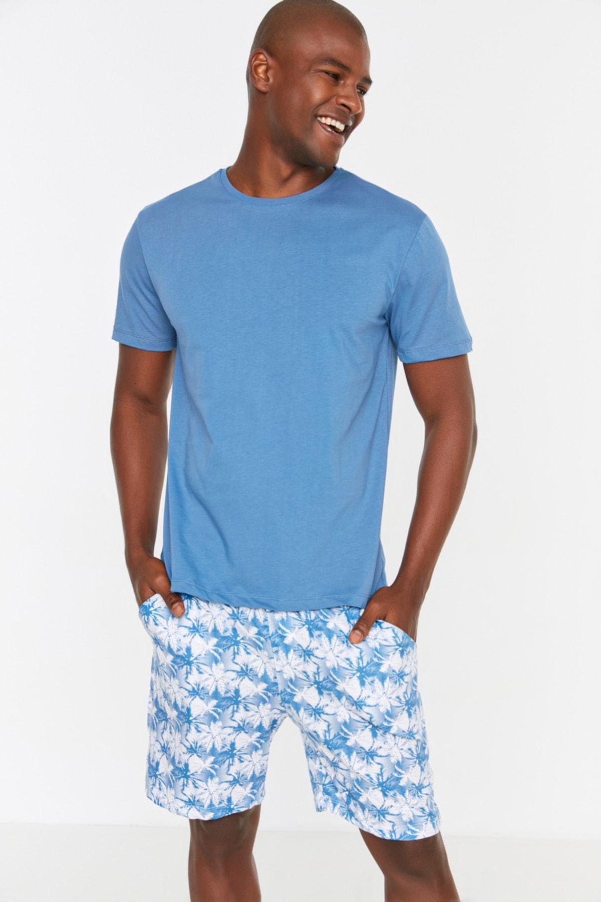 Blue Plain Pajama Set, , large image number 0