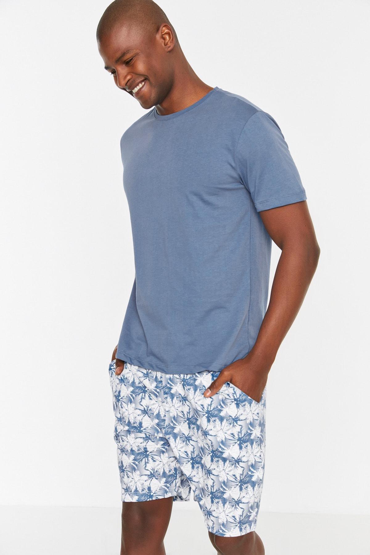 Blue Plain Pajama Set, , large image number 2