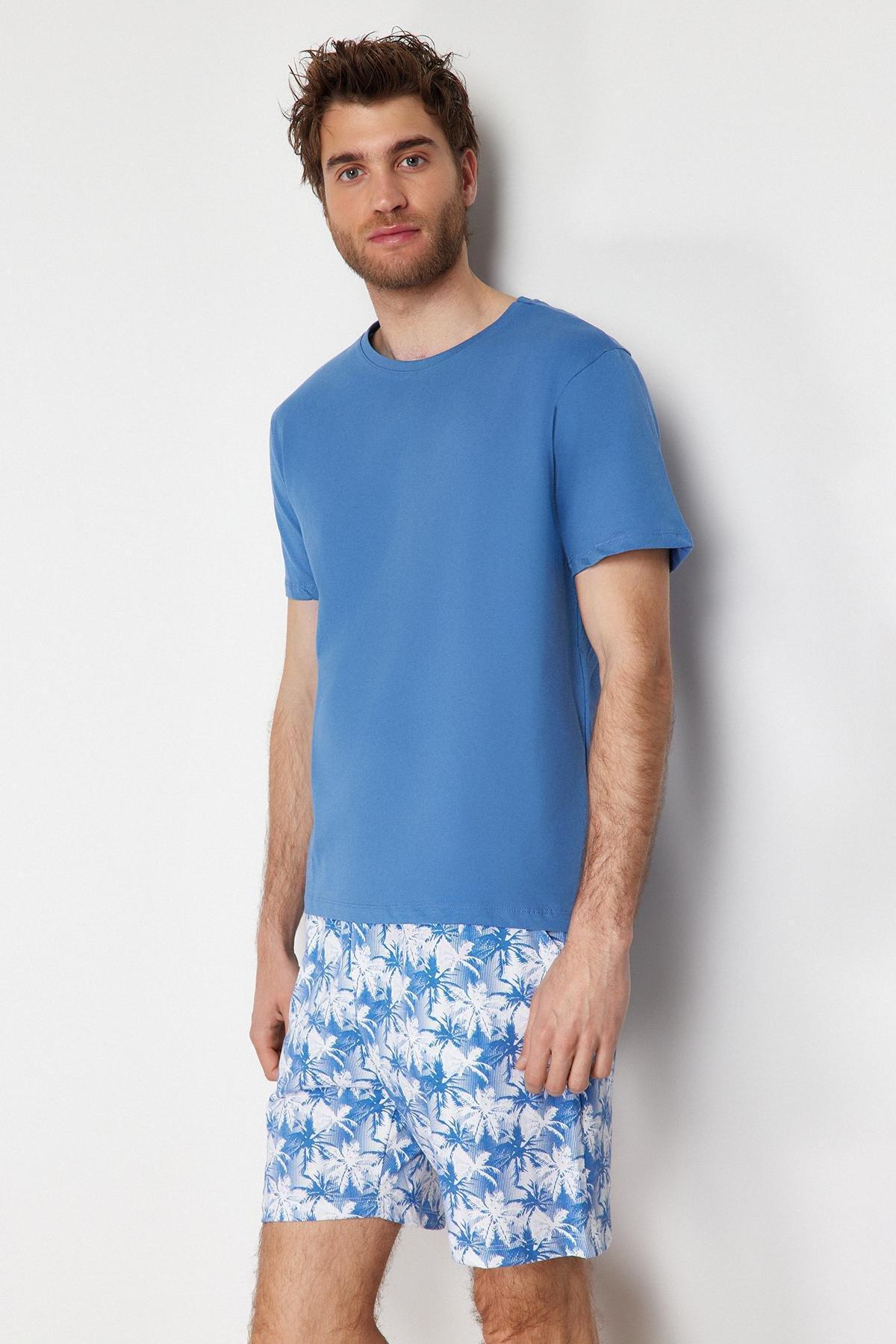 Blue Plain Pajama Set, , large image number 3