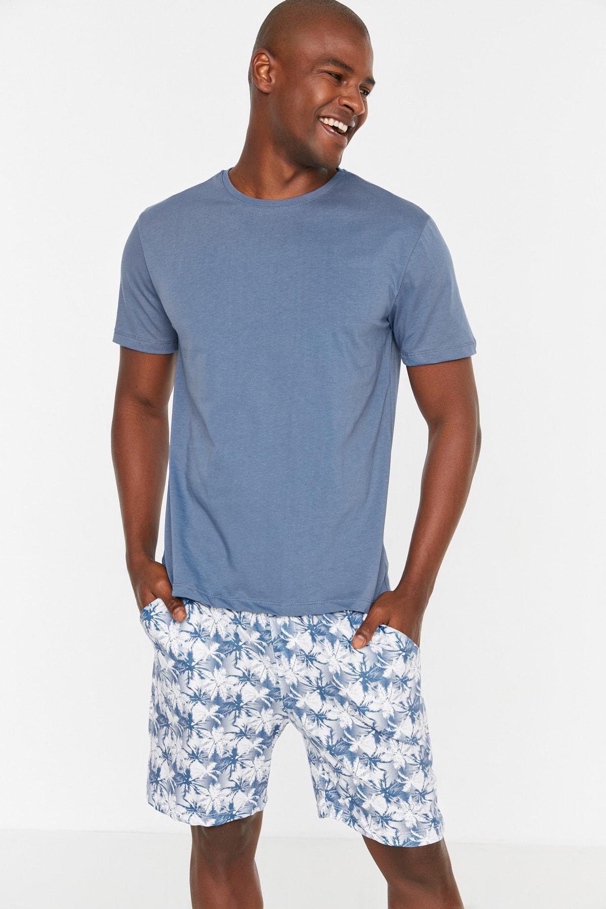 Blue Plain Pajama Set, , large image number 4