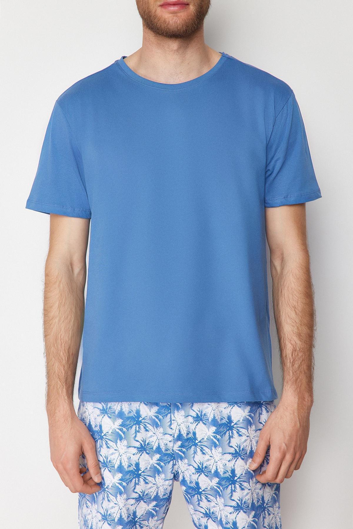 Trendyol - Blue Plain Pyjama Set