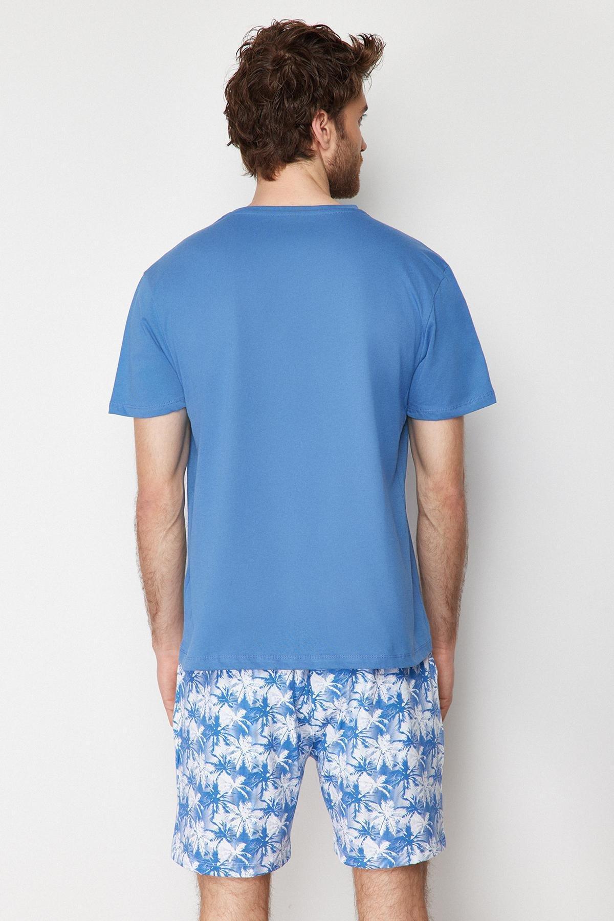 Trendyol - Blue Plain Pyjama Set