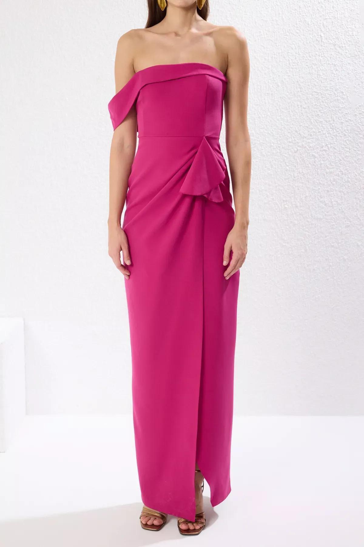 Purple One Shoulder Occasionwear Dress, , large image number 4