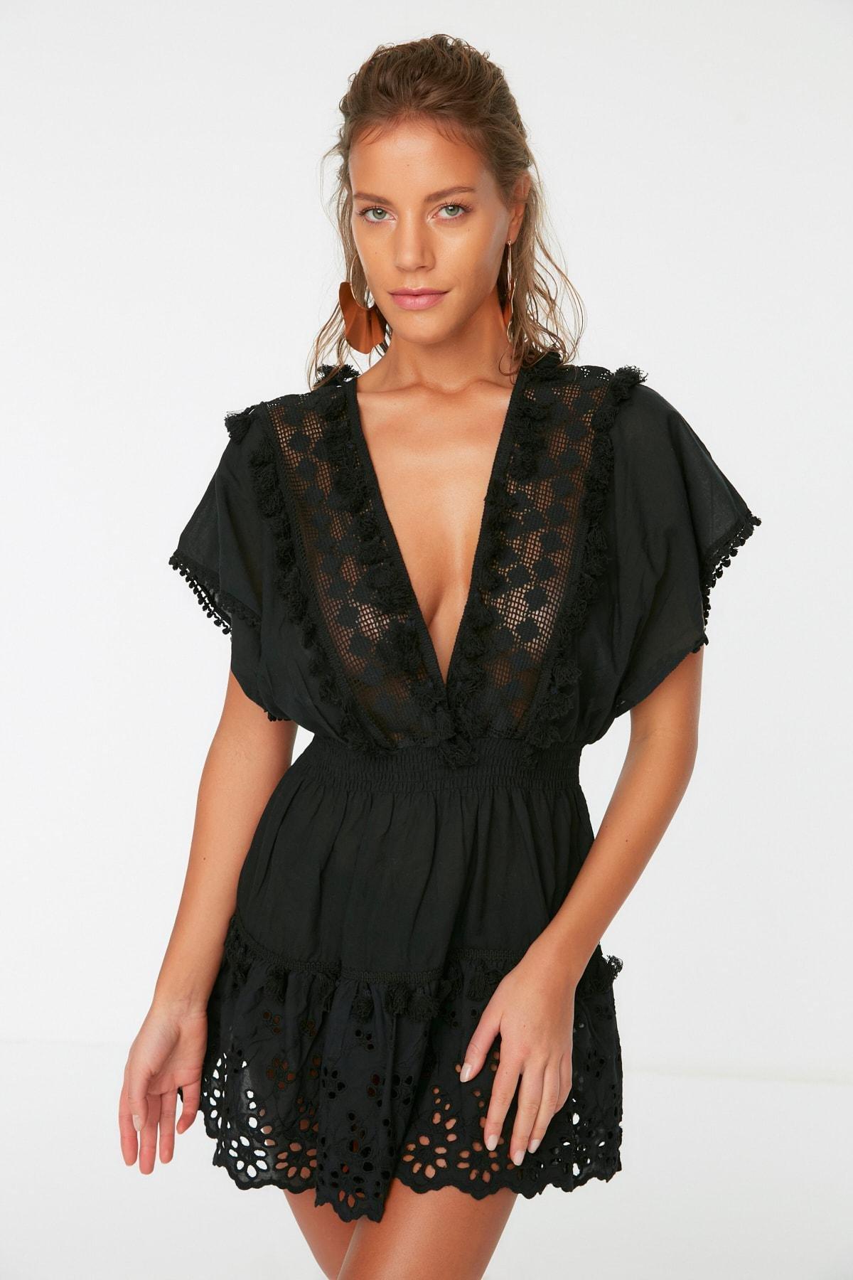 Black Off-Shoulder Smock Dress, , large image number 2