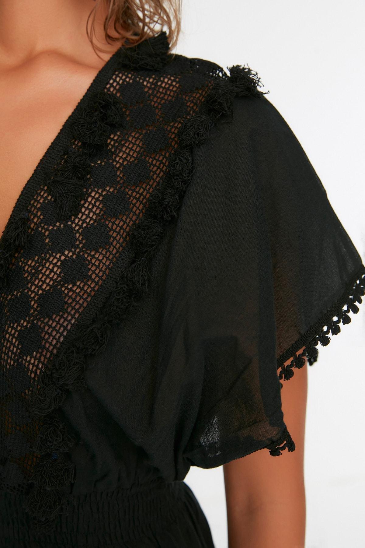 Black Off-Shoulder Smock Dress, , large image number 3