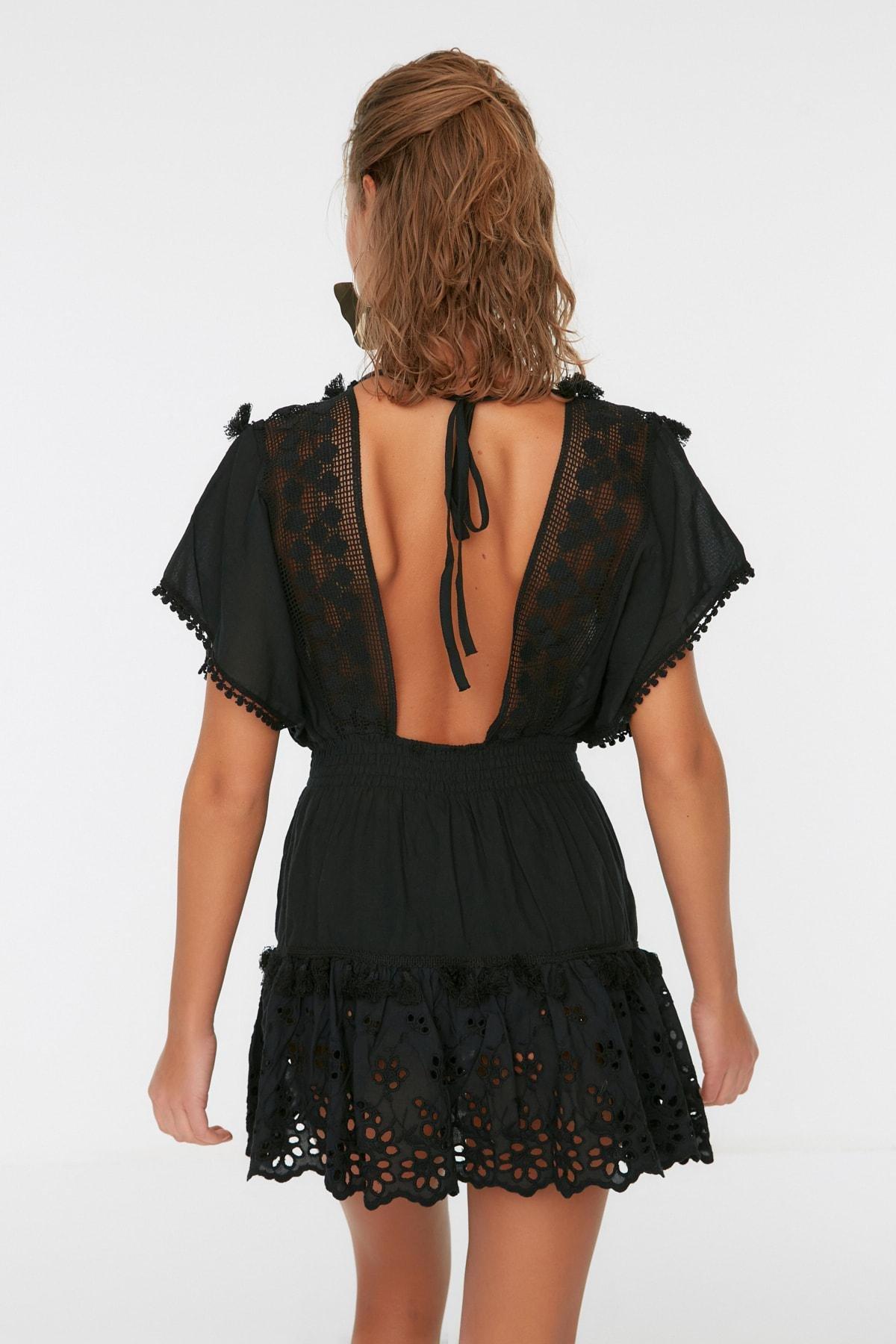 Black Off-Shoulder Smock Dress, , large image number 4