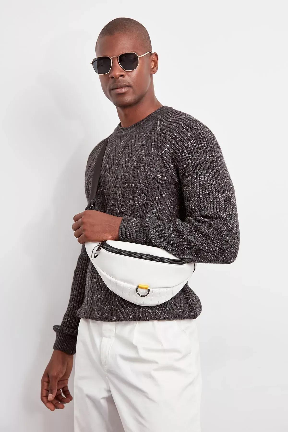 Anthracite Slim Cotton Crew Neck Knitwear Sweater TMNAW20MG0029, , large image number 3