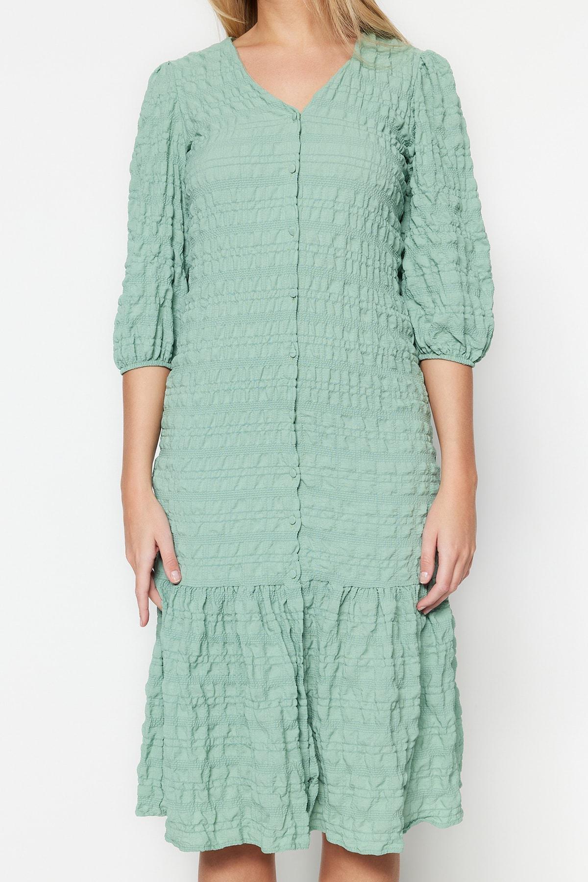 Green Ruffle Hem Midi Dress, , large image number 4