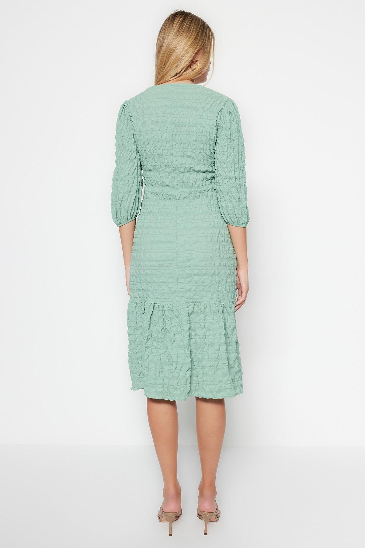 Green Ruffle Hem Midi Dress, , large image number 6