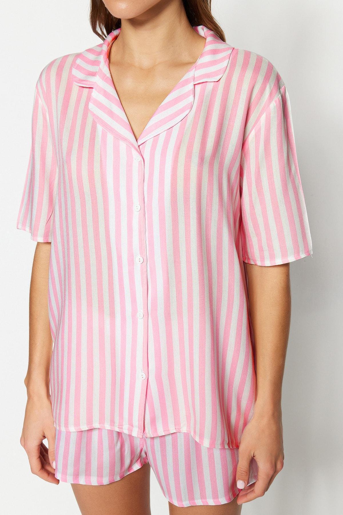 Pink Mid Waist Striped Pajama Set, , large image number 4