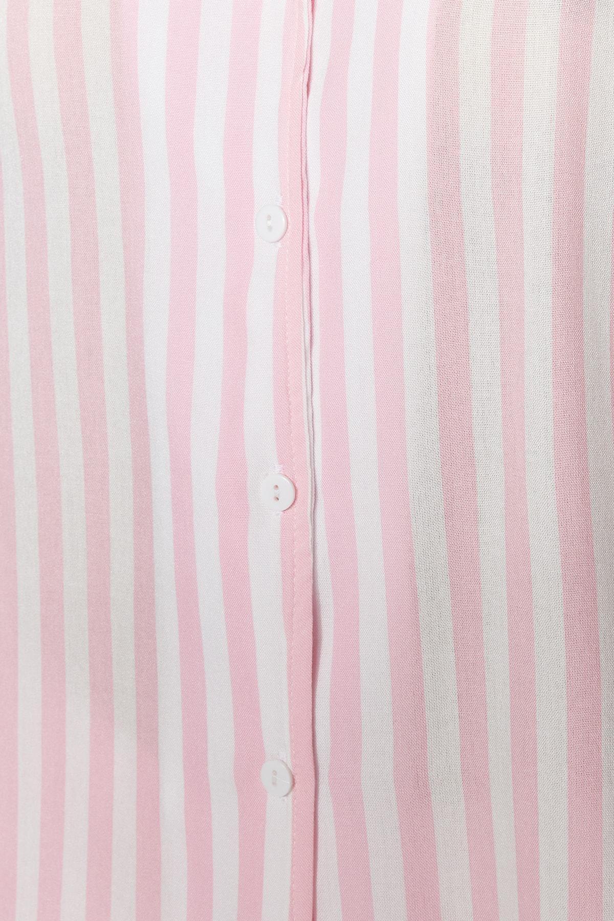 Pink Mid Waist Striped Pajama Set, , large image number 5