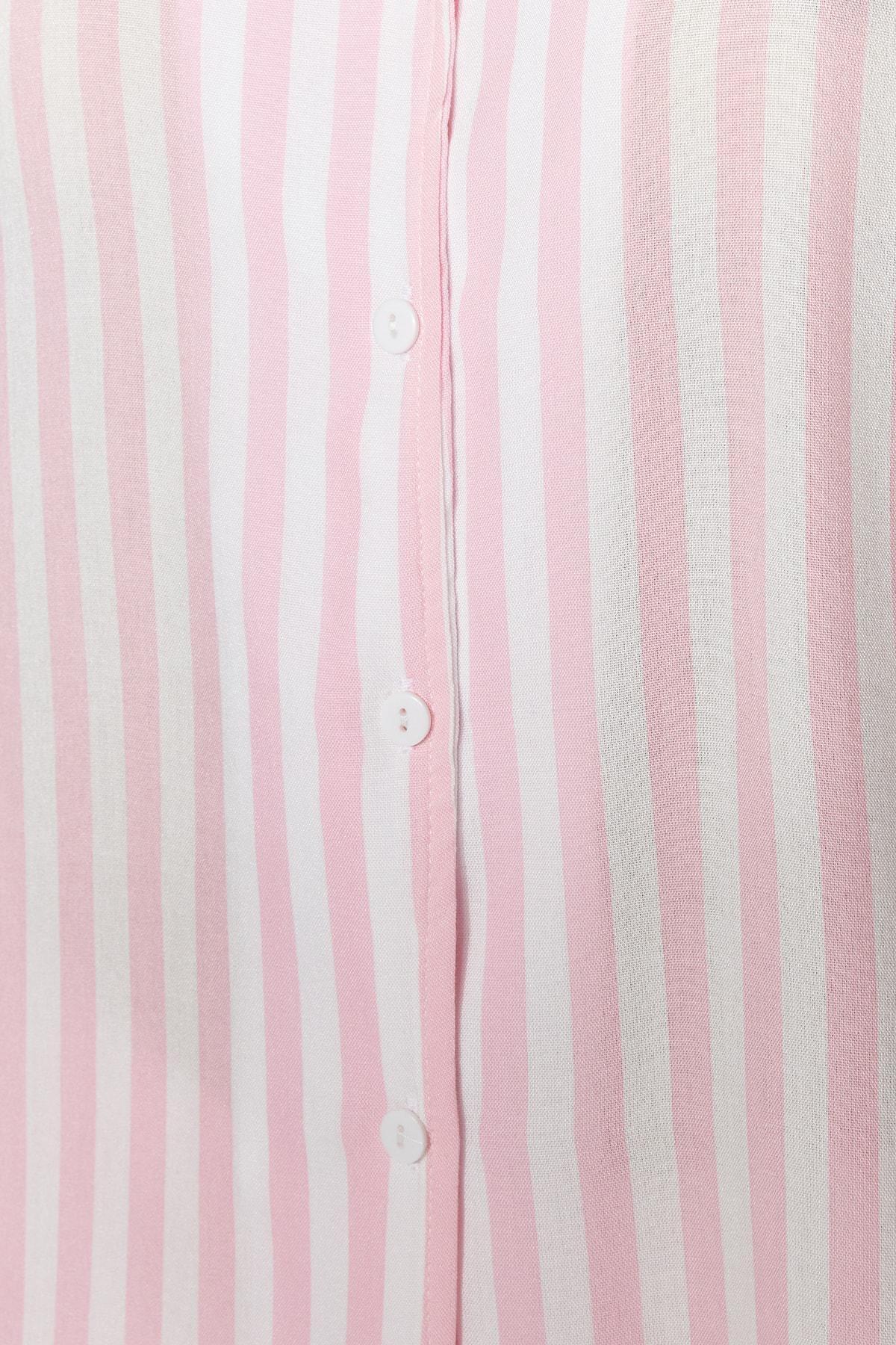 Trendyol - Pink Mid Waist Striped Pajama Set