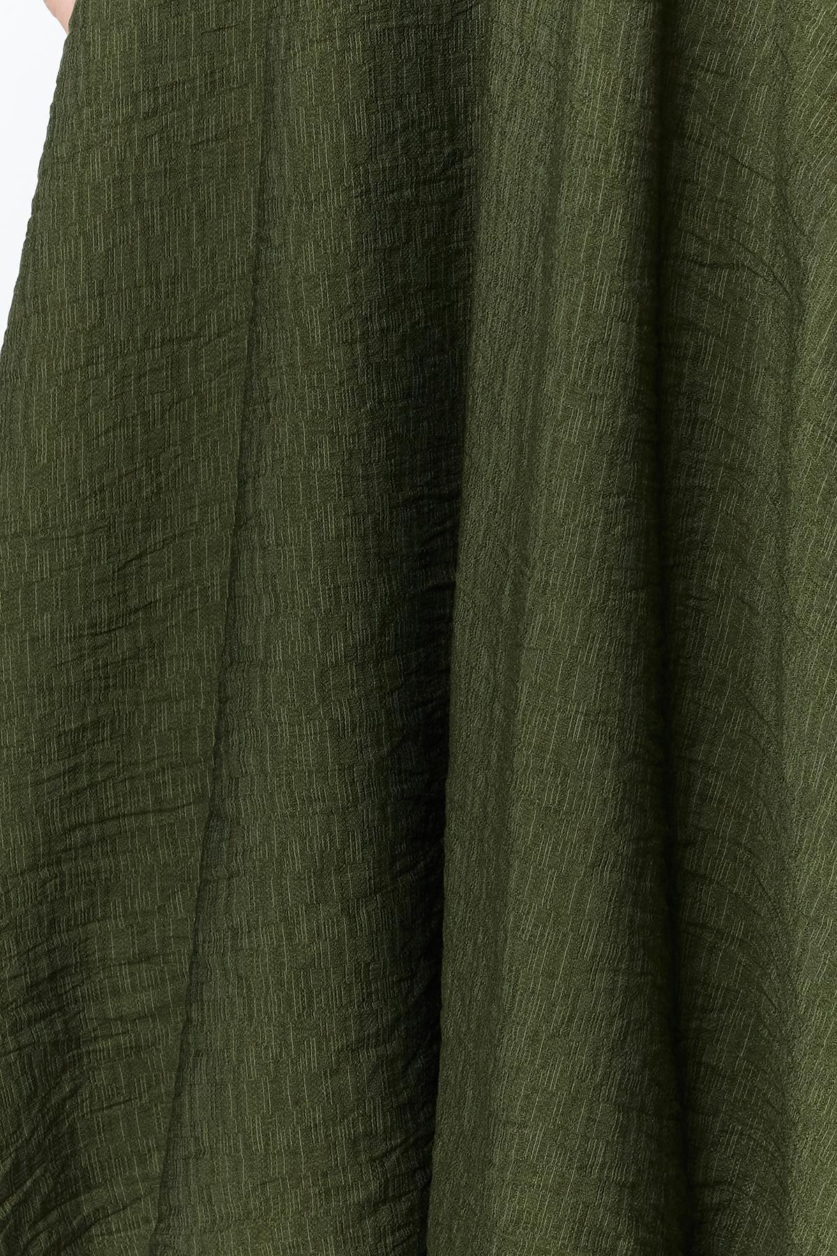 Khaki A-Line Gimped Midi Dress, , large image number 3