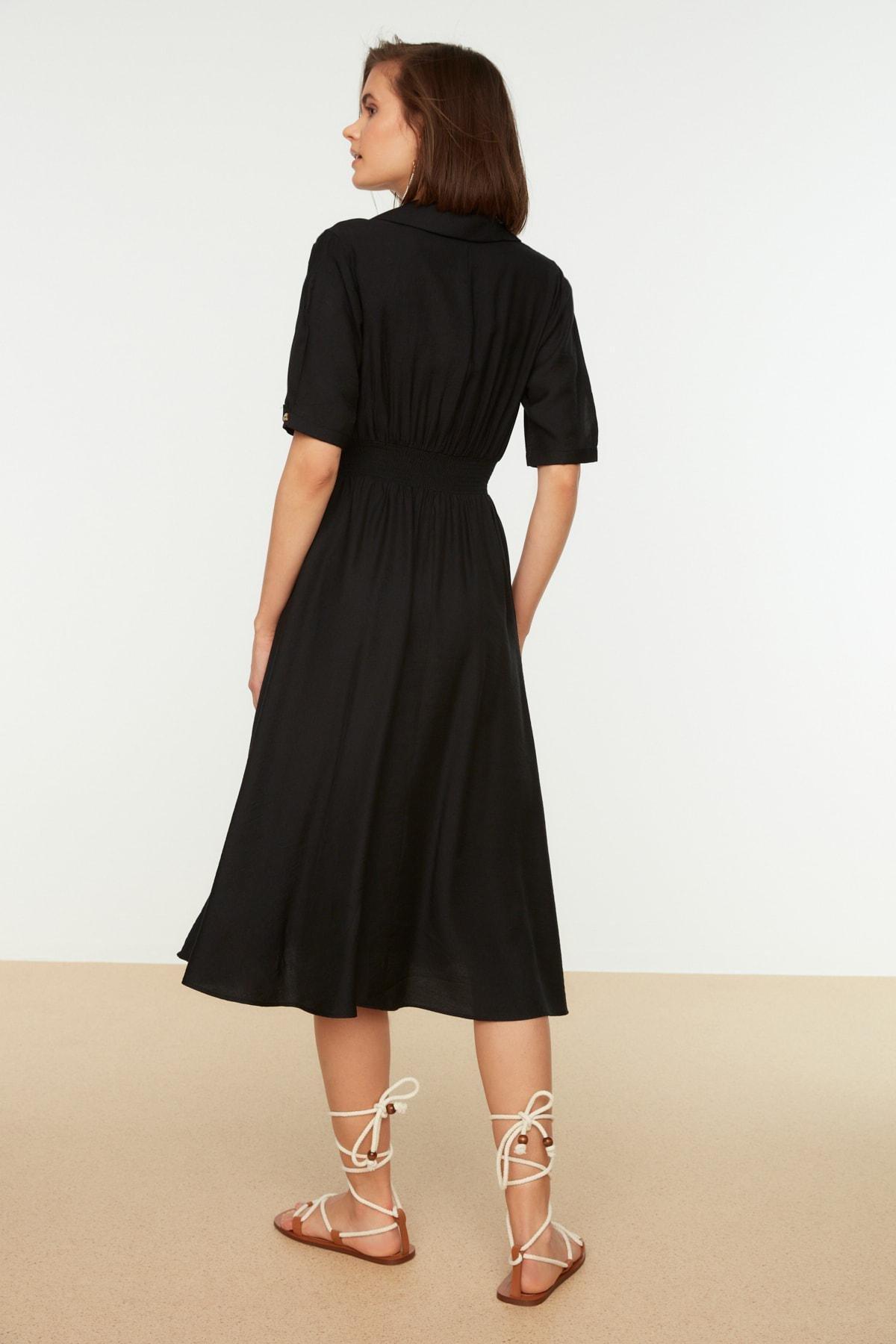 Black Balloon Sleeves Skater Dress, , large image number 4