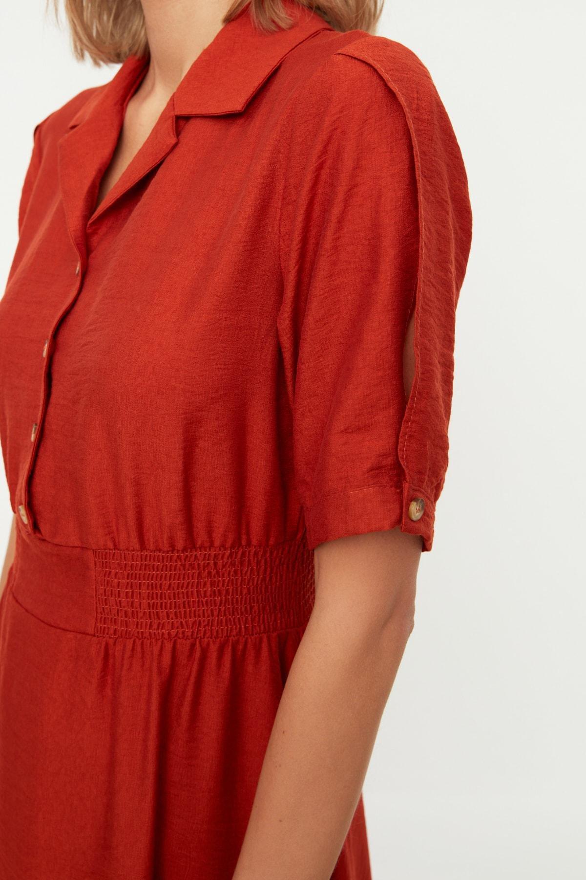 Orange Gipe And Button Detailed Dress, , large image number 3