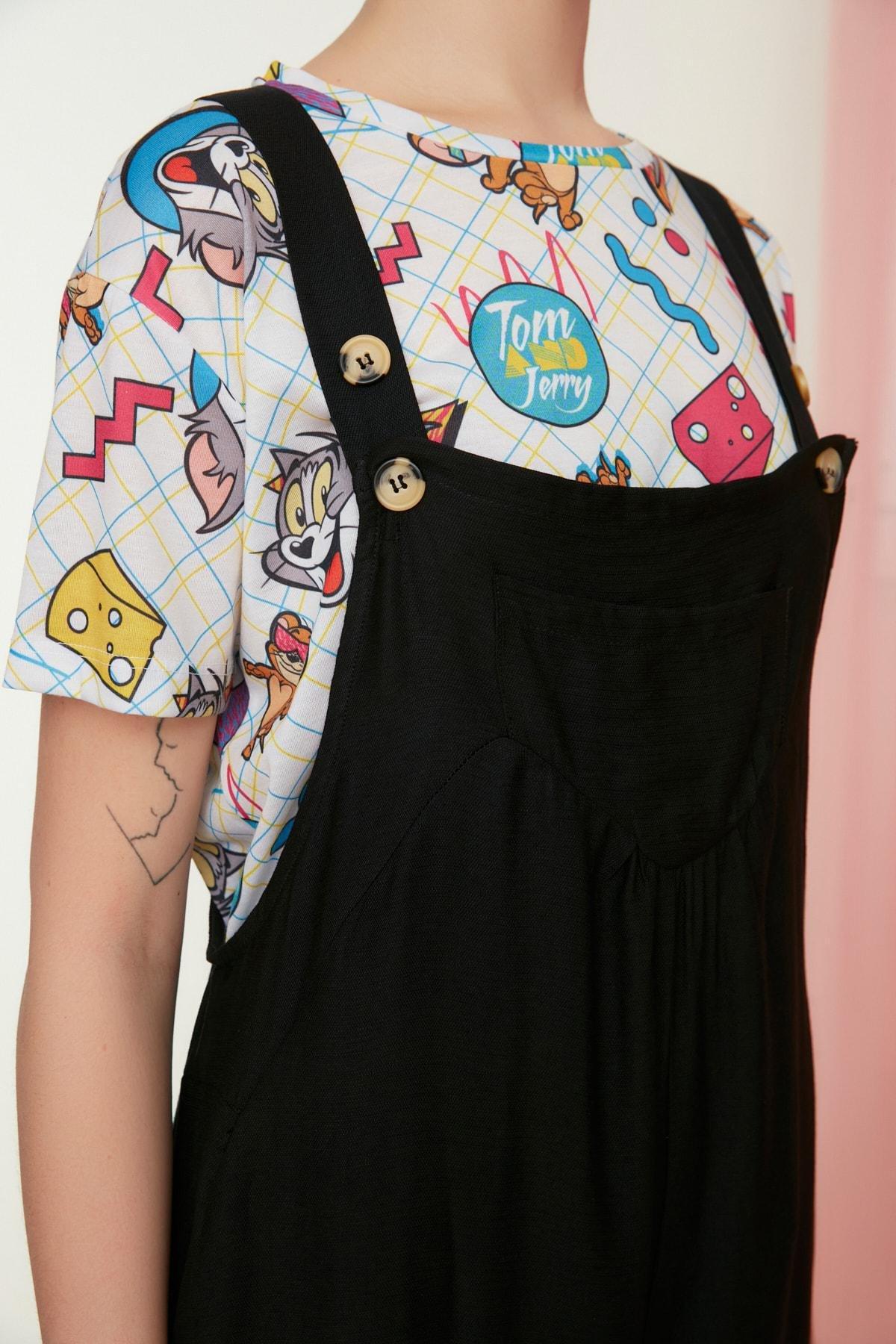 Black Relaxed Square Collar Jumpsuit, , large image number 2