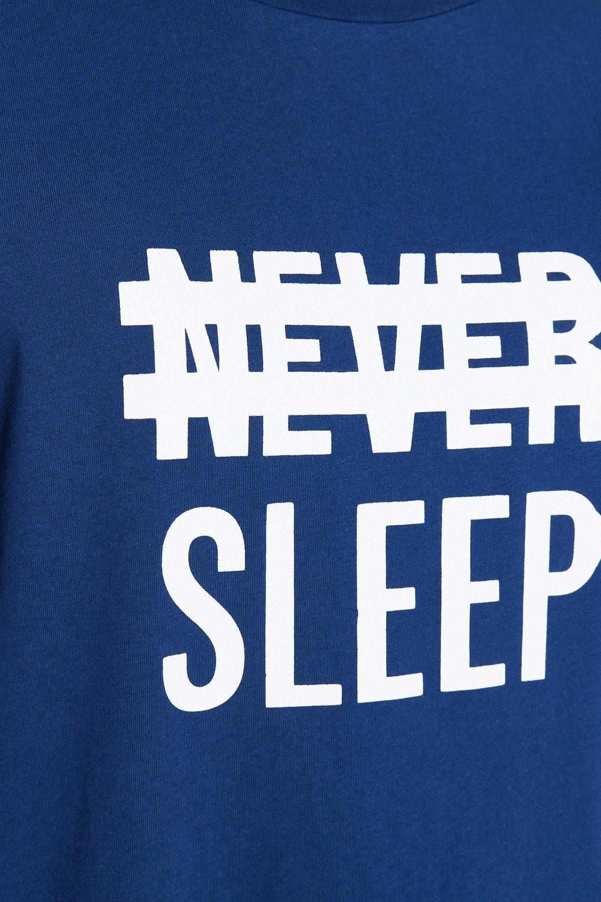 Blue Printed Boat Neck Pajama Set, Blue, medium