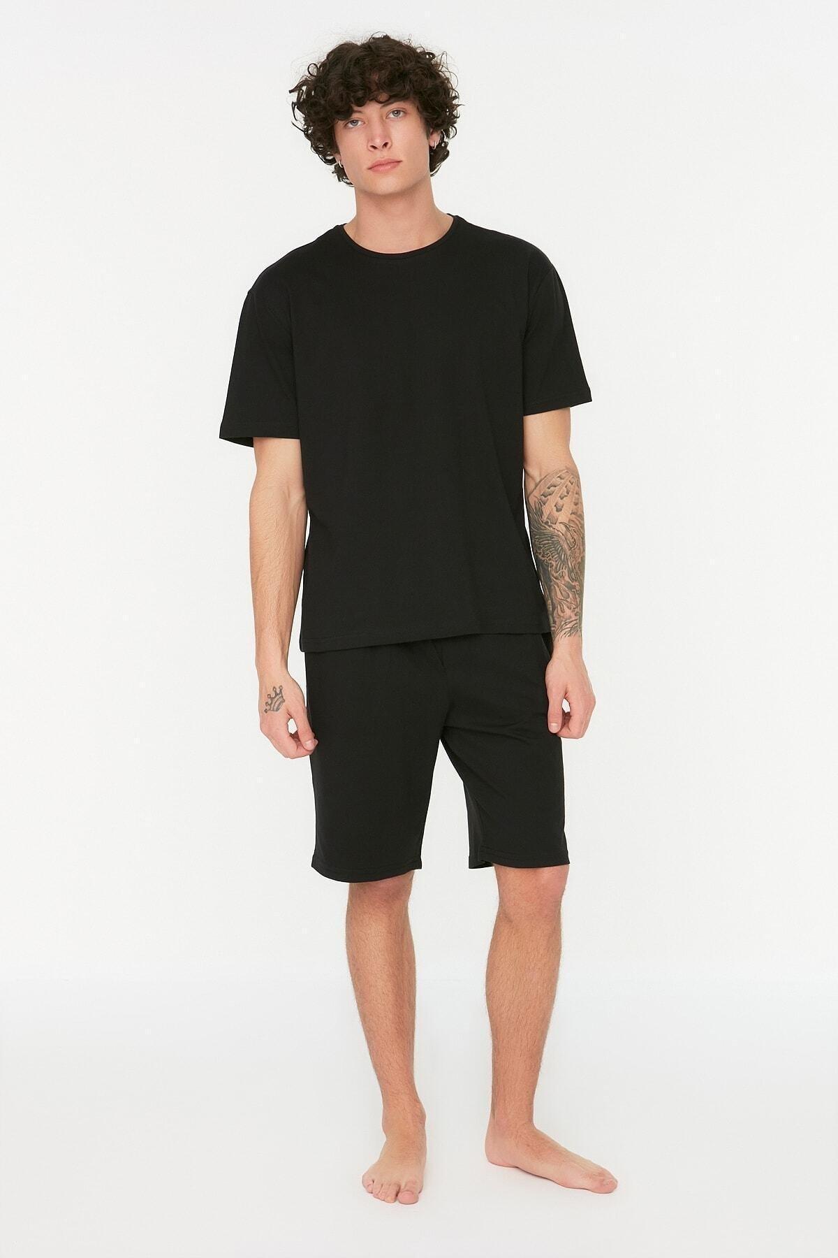 Black Plain Pajama Set, , large image number 0