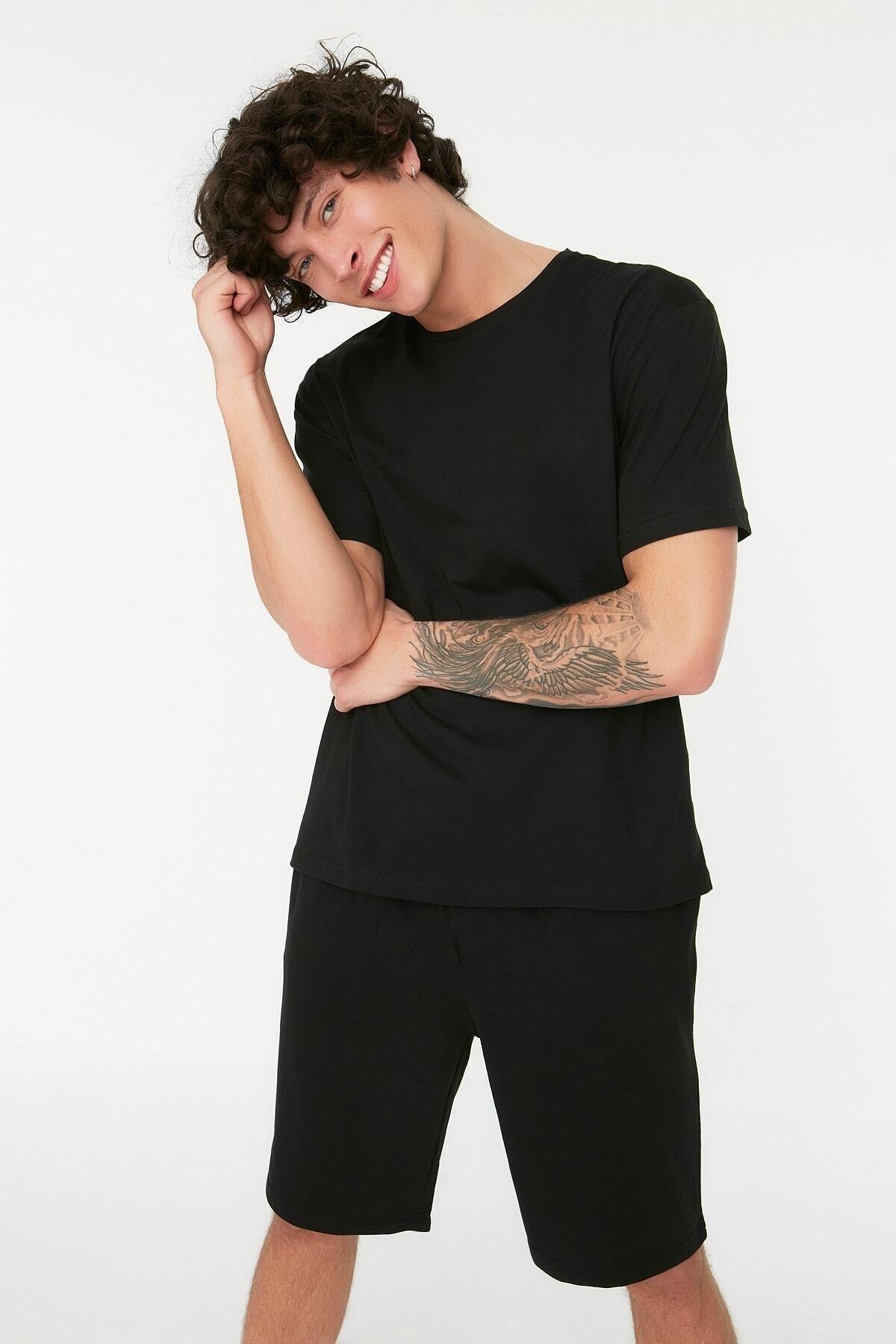Black Plain Pajama Set, , large image number 1