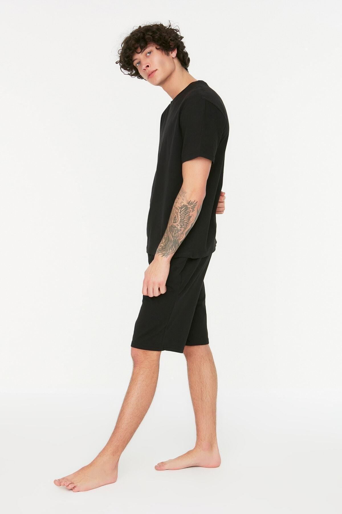 Black Plain Pajama Set, , large image number 3