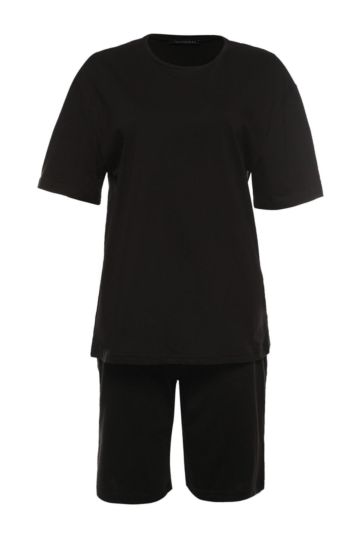 Black Plain Pajama Set, , large image number 5