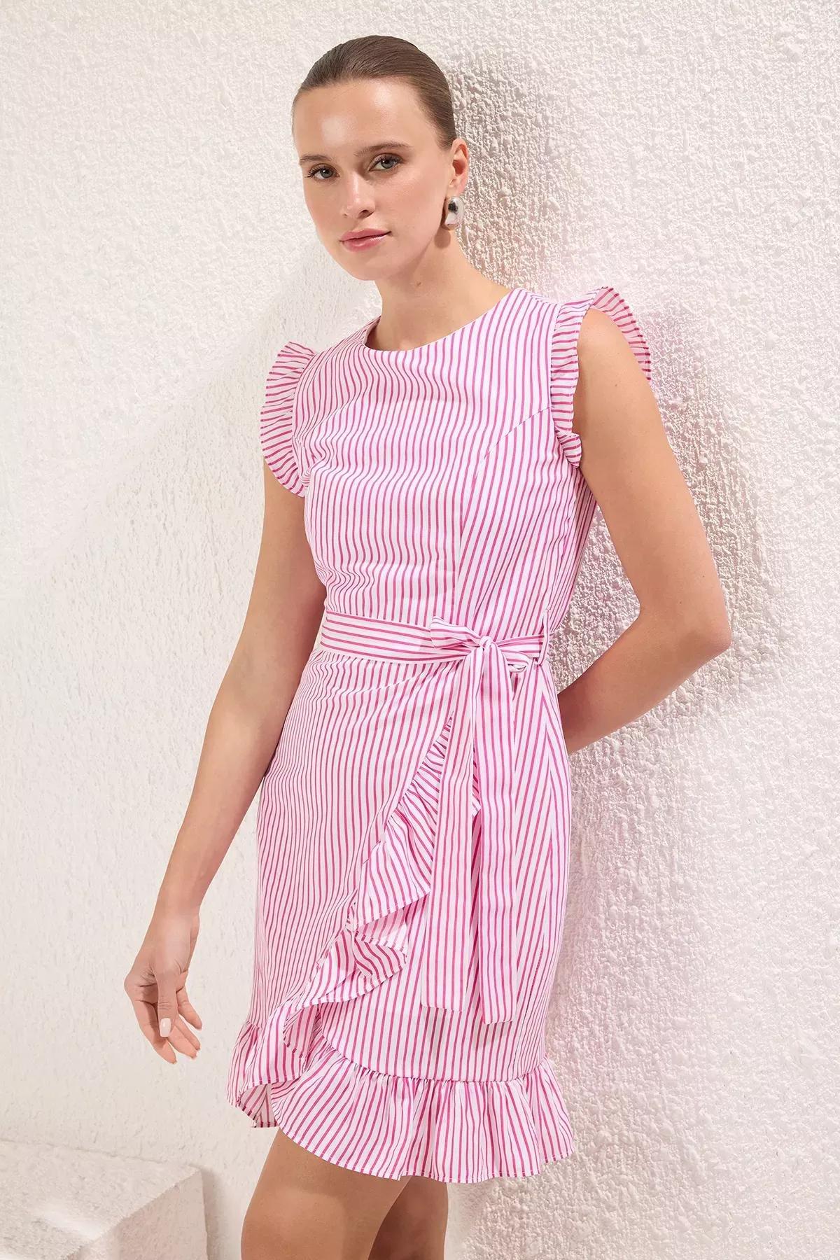 Striped Baby Doll Mini Dress, , large image number 1