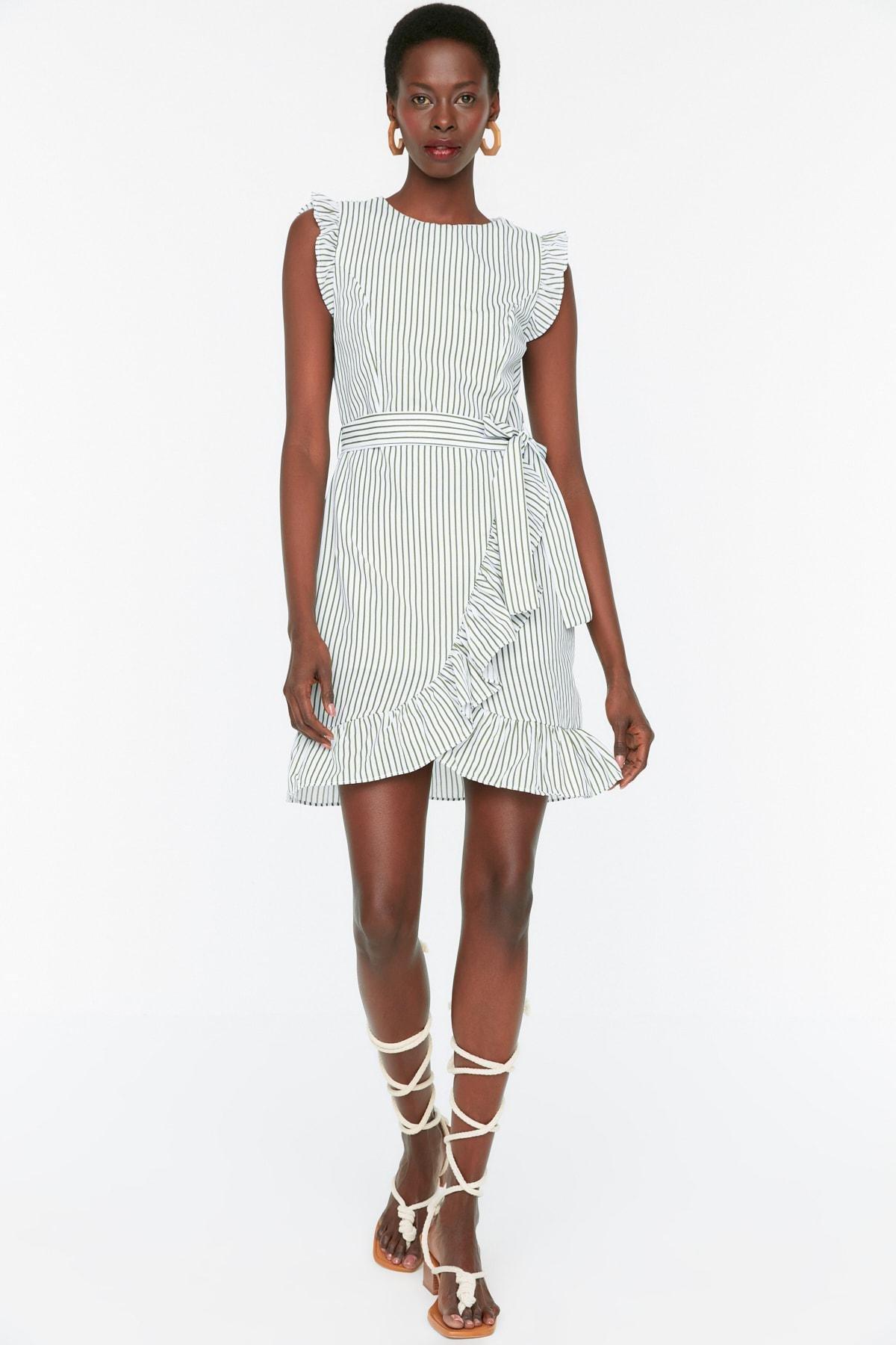 Striped Shirt Dress, Blue, large image number 1