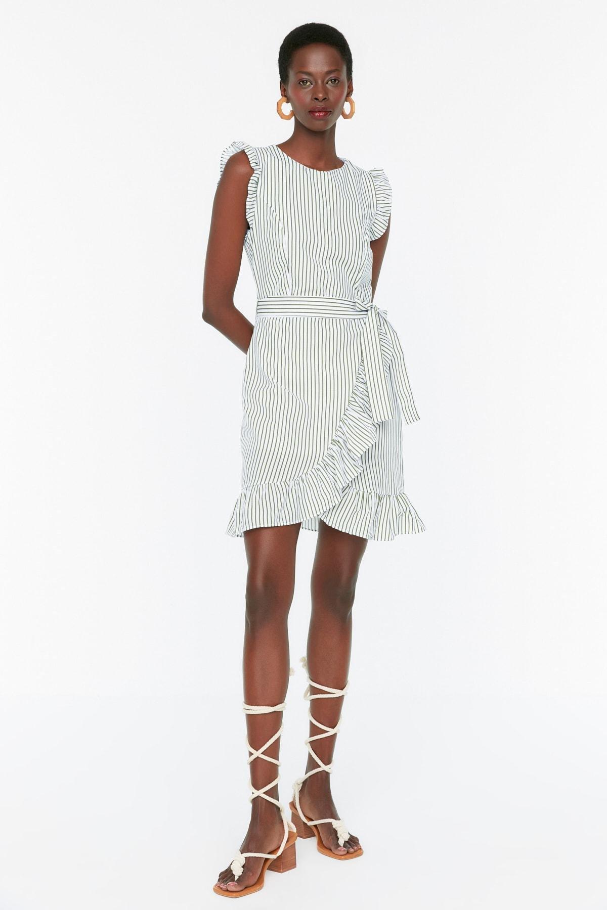 Striped Shirt Dress, Blue, large image number 3